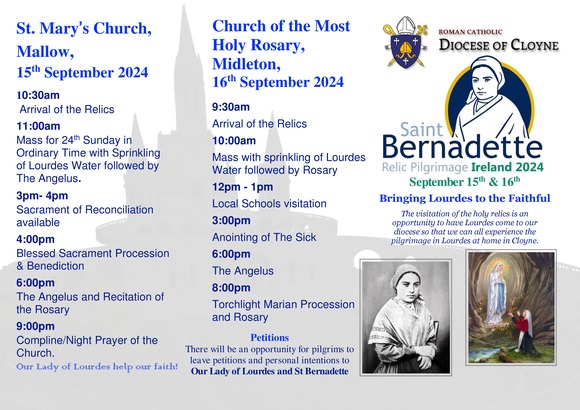 Visit of the Relics of St. Bernadette to the Diocese of Cloyne