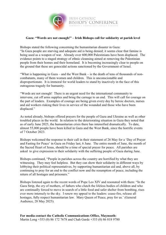 Gaza Words are not enough Irish Bishops call for solidarity at parish level 1