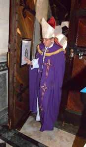 Bishop William Crean opening the Door of Mercy in St Colman's Cathedral, Cobh, Dec 12th 2015.
